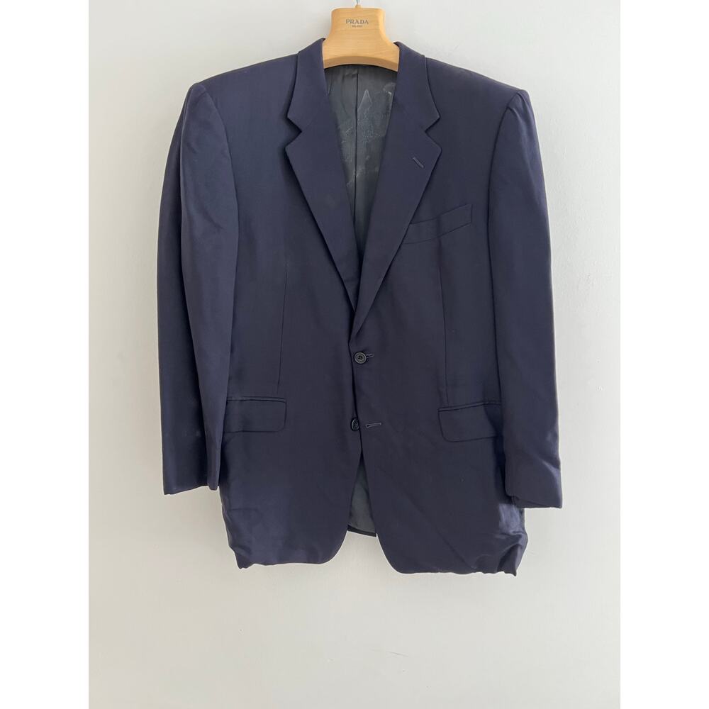 Hickey Freeman Cashmere Navy Blue Suit Blazer Jacket Size 42
